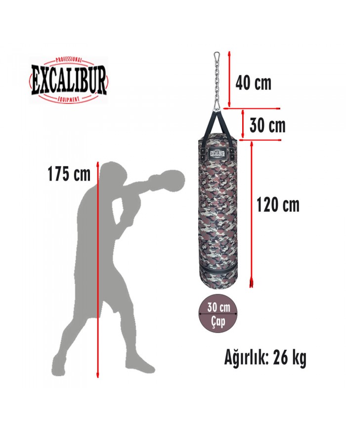Excalibur 120 x 30 cm 26 Kg Polystar Boks Torbası Kamuflaj