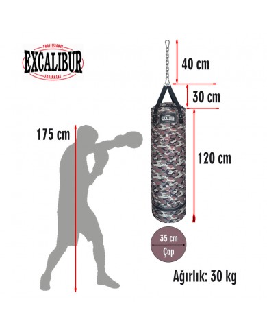 Excalibur 120 x 35 cm 30 Kg Polystar Boks Torbası Kamuflaj