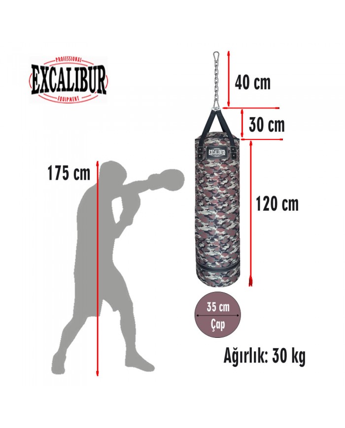 Excalibur 120 x 35 cm 30 Kg Polystar Boks Torbası Kamuflaj