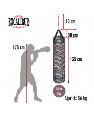Excalibur 135 x 35 cm 36 Kg Polystar Boks Torbası Kamuflaj