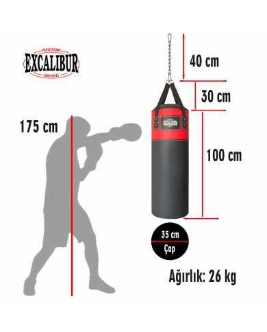 Excalibur 100 x 35 cm - 26 kg Sunstar Boks Torbası Kırmızı