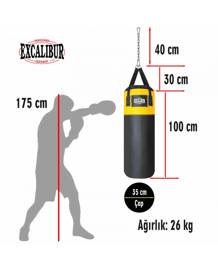 Excalibur 100 x 35 cm - 26 kg Sunstar Boks Torbası Sarı