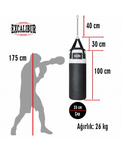 Excalibur 100 x 35 cm - 26 kg Sunstar Boks Torbası Beyaz
