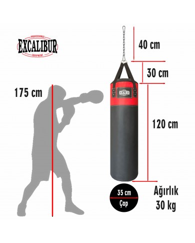 Excalibur 120 x 35 cm - 30 kg Sunstar Boks Torbası Kırmızı