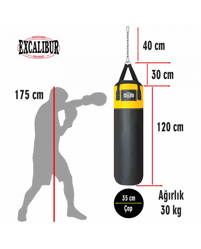 Excalibur 120 x 35 cm - 30 kg Sunstar Boks Torbası Sarı