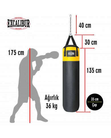 Excalibur 135 x 35 cm - 36 kg Sunstar Boks Torbası Sarı