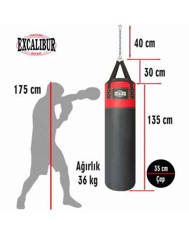 Excalibur 135 x 35 cm - 36 kg Sunstar Boks Torbası Kırmızı