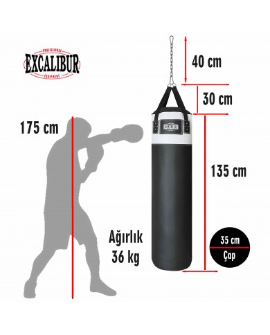 Excalibur 135 x 35 cm - 36 kg Sunstar Boks Torbası Beyaz