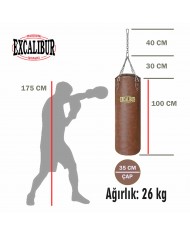 Excalibur 100 X 35 cm - 26 kg Klasik Boks Torbası Kahve