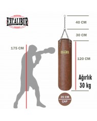 Excalibur 120 X 35 cm - 30 kg Klasik Boks Torbası Kahve