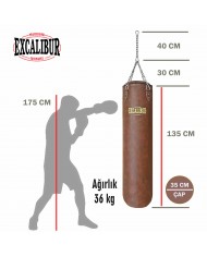 Excalibur 135 X 35 cm - 36 kg Klasik Boks Torbası Kahve