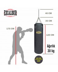 Excalibur 120 X 35 cm - 30 kg Klasik Boks Torbası Siyah