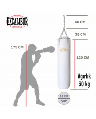Excalibur 120 X 35 cm - 30 kg Klasik Boks Torbası Beyaz