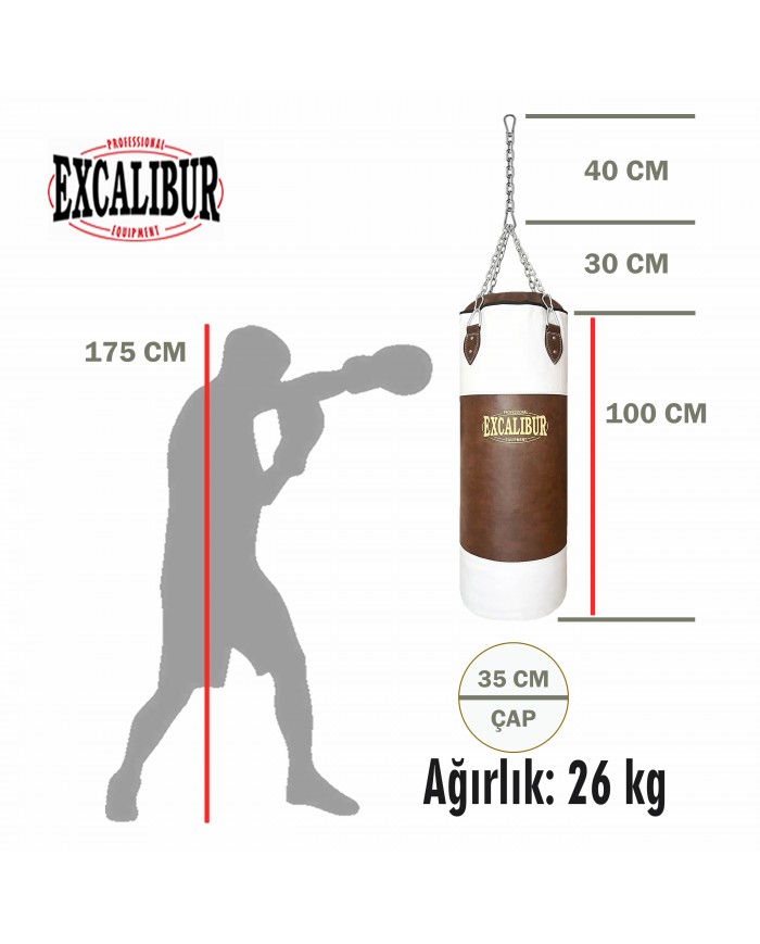 Excalibur 100 X 35 cm 26 kg Vintage Boks Torbası