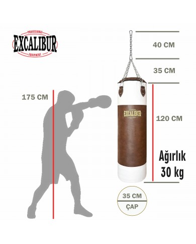 Excalibur 120 X 35 cm 30 kg Vintage Boks Torbası