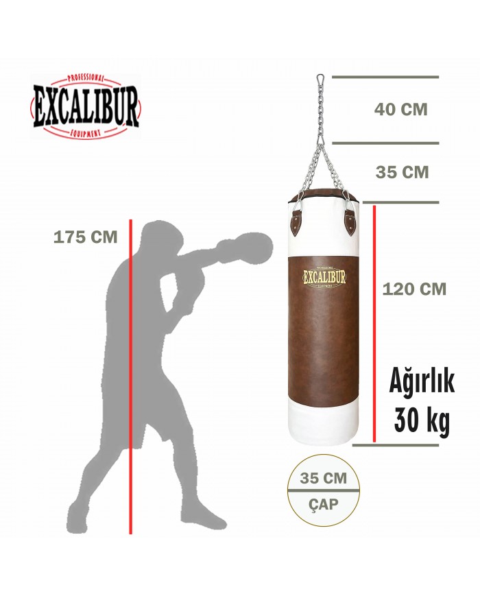 Excalibur 120 X 35 cm 30 kg Vintage Boks Torbası