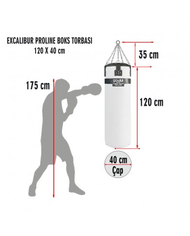 Excalibur Proline 120 x 40 cm 36 Kg Salon Tipi Boks Torbası Beyaz