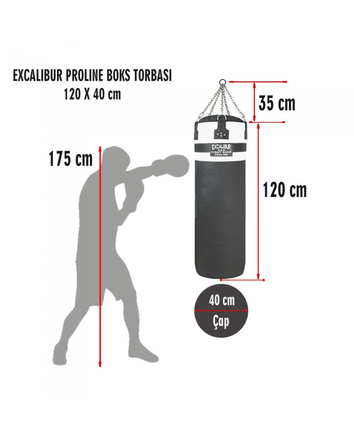 Excalibur Proline 120 x 40 cm 36 Kg Salon Tipi Boks Torbası Byz Syh