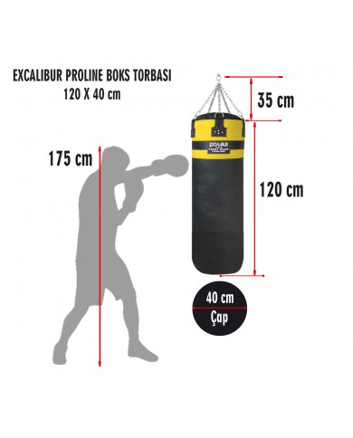 Excalibur Proline 120 x 40 cm 36 Kg Salon Tipi Boks Torbası Sarı Syh