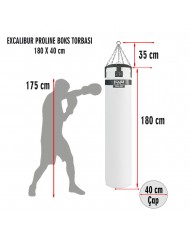 Hakiki Deri 180 x 40 cm 65 Kg Profesyonel Boks Torbası Beyaz