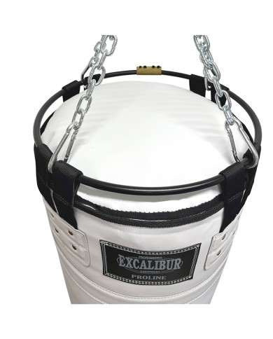 Hakiki Deri Çemberli 150 x 40 cm 50 Kg Profesyonel Boks Torbası Beyaz