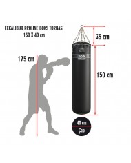 Excalibur Proline 150 x 40 cm 50 Kg Salon Tipi Boks Torbası Siyah