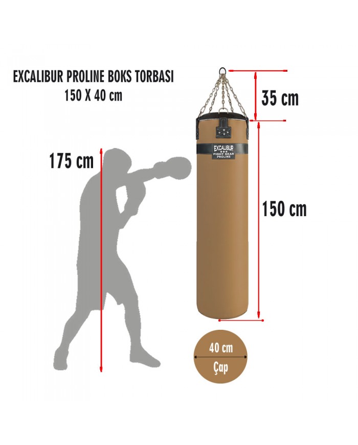 Excalibur Proline 150 x 40 cm 50 Kg Salon Tipi Boks Torbası Taba