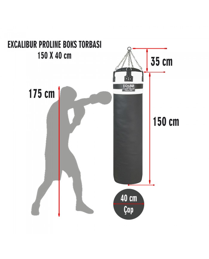 Excalibur Proline 150 x 40 cm 50 Kg Salon Tipi Boks Torbası Byz Syh