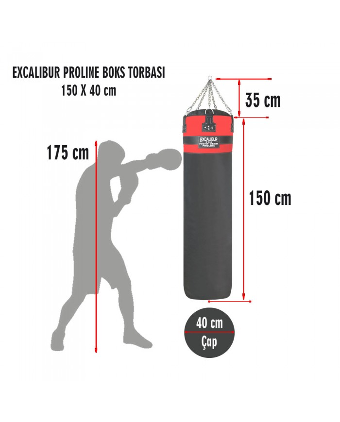 Excalibur Proline 150 x 40 cm 50 Kg Salon Tipi Boks Torbası Krm Syh