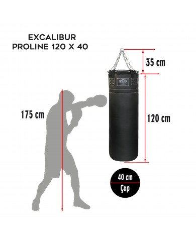 Hakiki Deri Çemberli 120 x 40 cm 36 Kg Profesyonel Boks Torbası Siyah