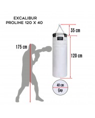 Hakiki Deri Çemberli 120 x 40 cm 36 Kg Profesyonel Boks Torbası Beyaz