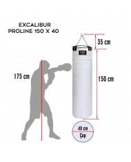 Sentetik Deri Çemberli 150 x 40 cm 50 Kg Profesyonel Boks Torbası Beyaz