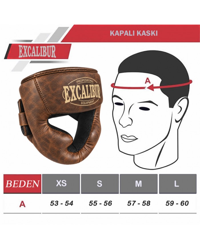 Excalibur Kapalı Boks Kaskı Vintage Kahve