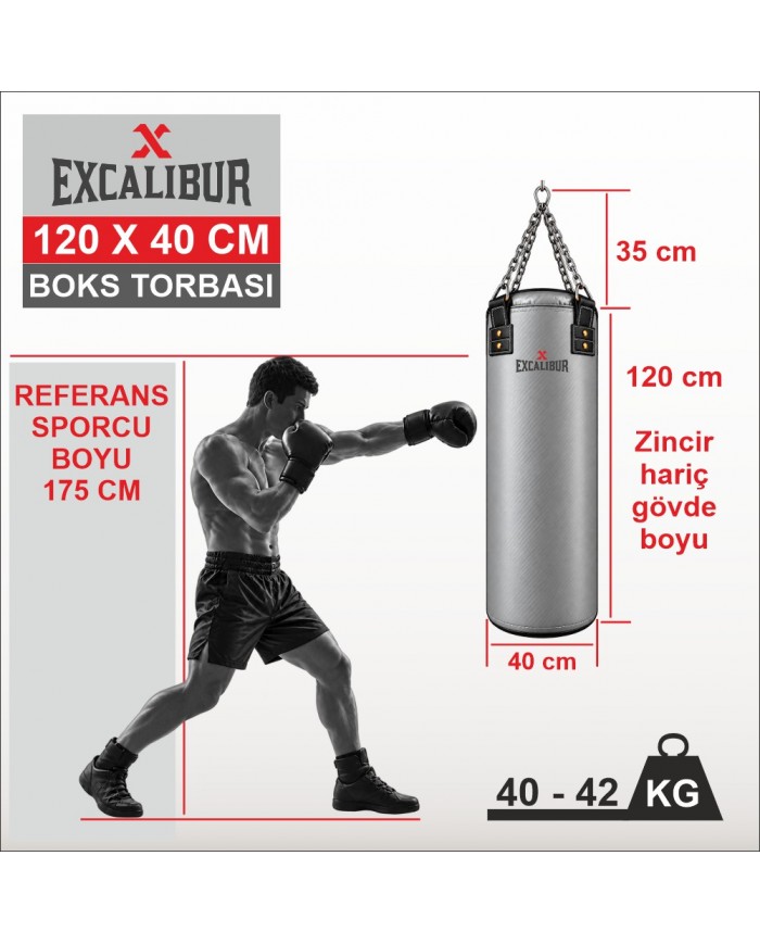 Excalibur Proline 120 x 40 Boks Torbası Taba Siyah