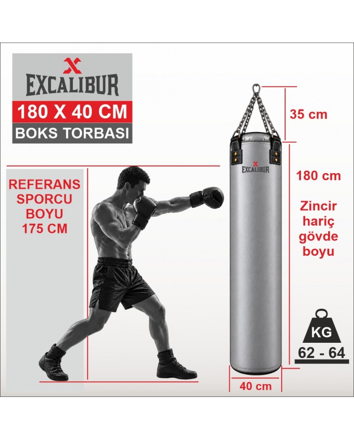 Excalibur Proline 180 x 40 Boks Torbası Taba Siyah