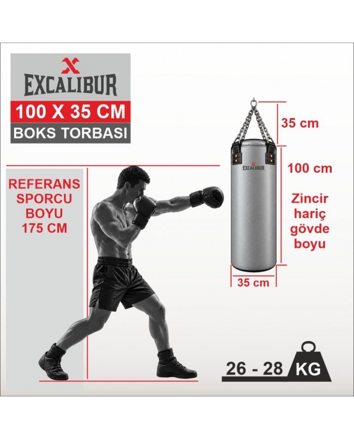 Excalibur Sunstar 100 x 35 cm Boks Kum Torbası Sarı