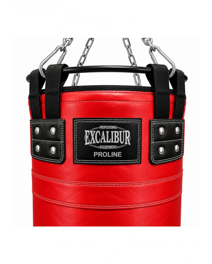Excalibur Proline Hakiki Deri Çemberli Boks Torbası 160 x 40 cm Kırmızı